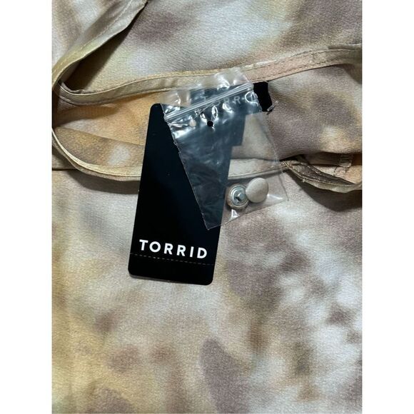Torrid Chevron Tie Dye Satin Cami Blouse Tank Sleeveless‎ Taupe Brown Tan 4X - Picture 10 of 12